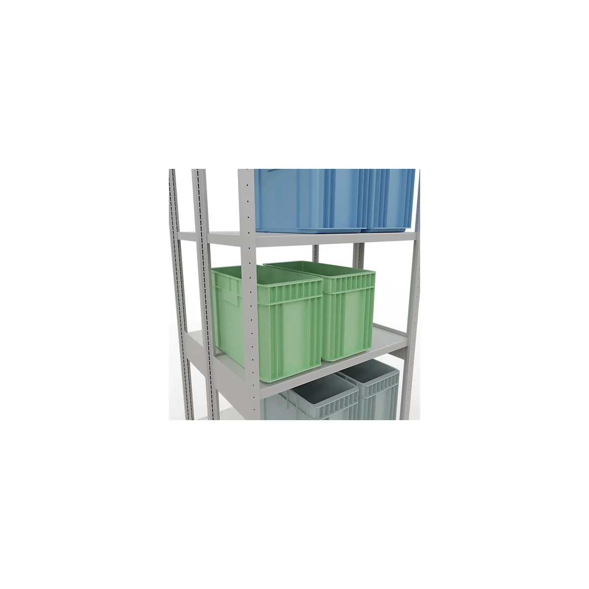 SCHULTE Lagertechnik - Doppel-Grundregal Stecksystem MULTIPlus250 - 3000x1000x(2x400) mm, 14 Böden, verzinkt