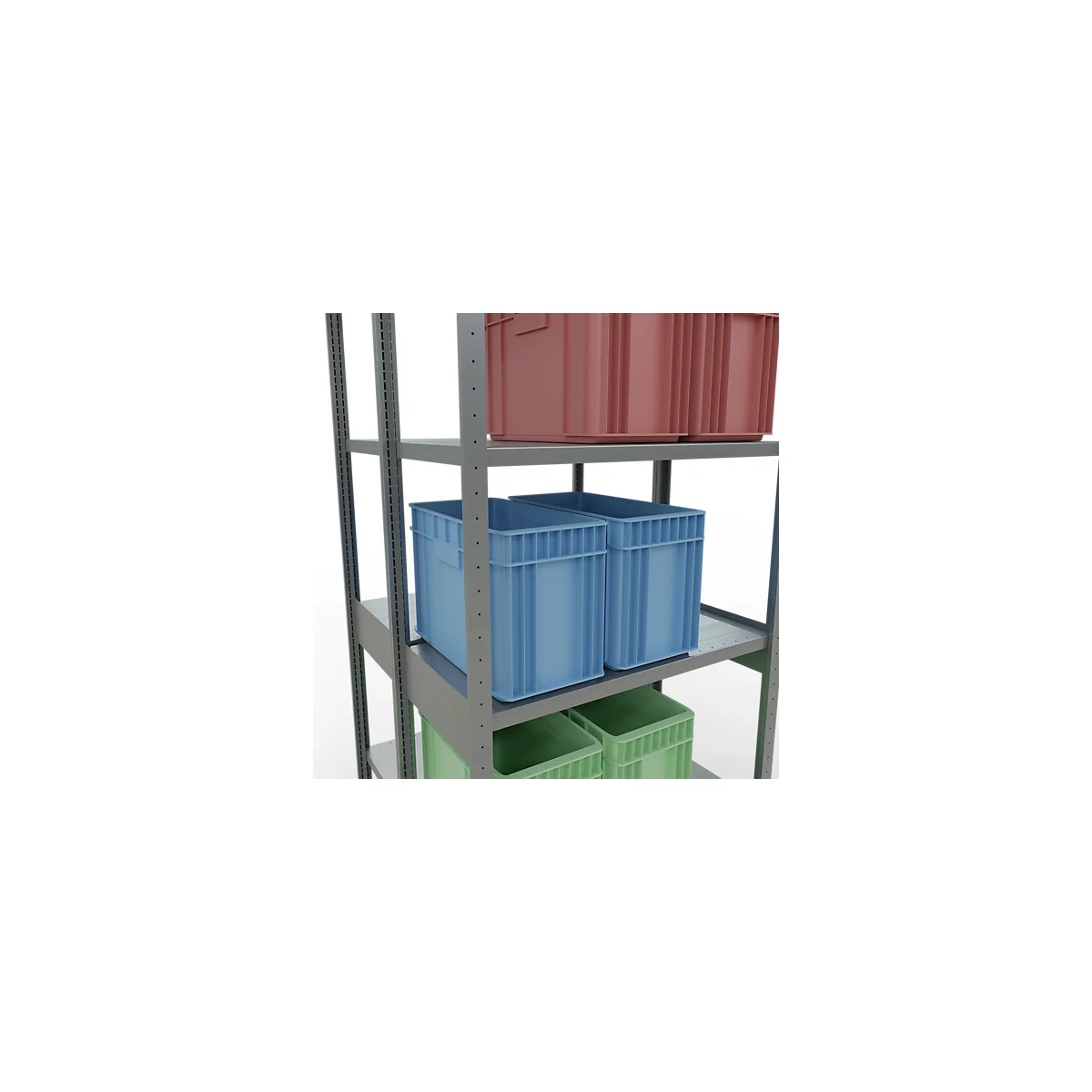 SCHULTE Lagertechnik - Doppel-Grundregal Stecksystem MULTIPlus250 - 3000x1000x(2x500) mm, 14 Böden, verzinkt