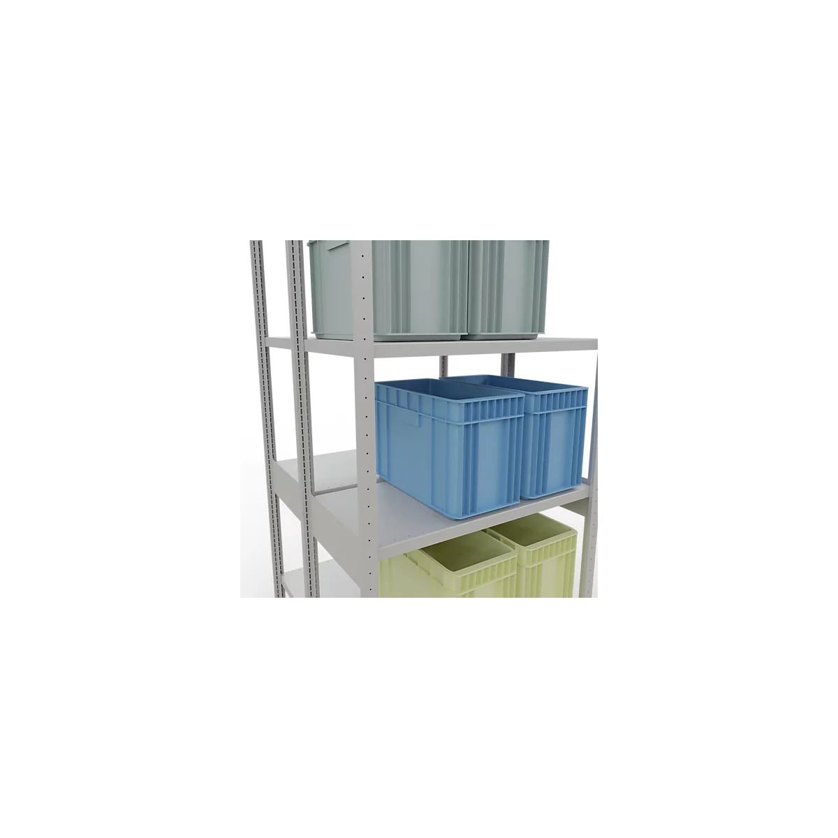 SCHULTE Lagertechnik - Doppel-Grundregal Stecksystem MULTIPlus250 - 3000x1000x(2x500) mm, 14 Böden, verzinkt