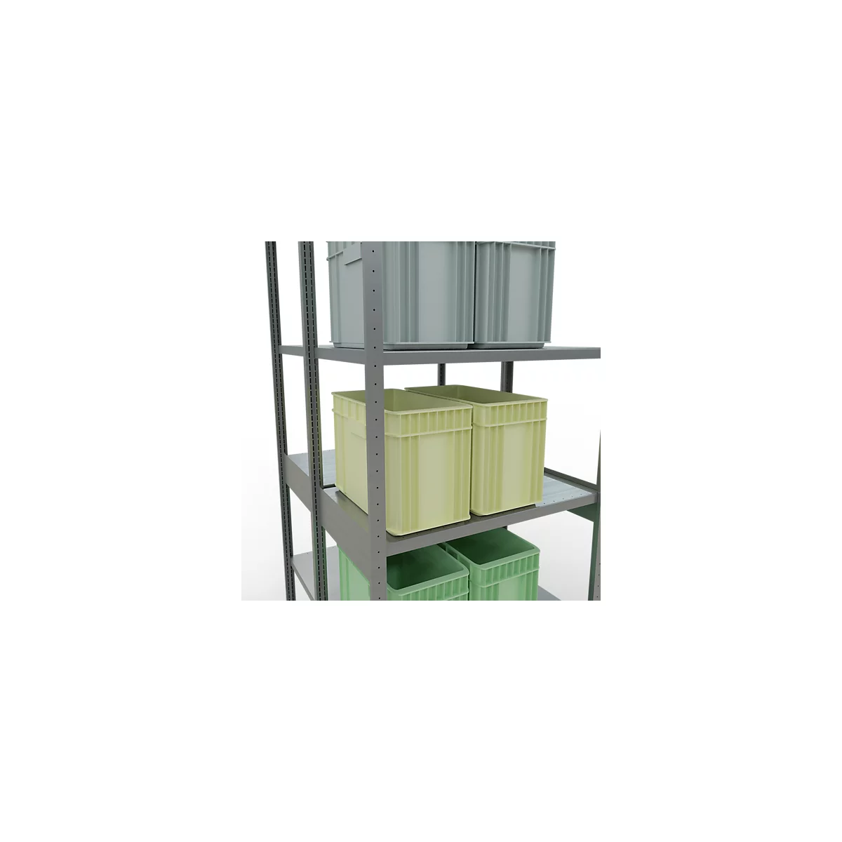 SCHULTE Lagertechnik - Doppel-Grundregal Stecksystem MULTIPlus250 - 3000x1000x(2x600) mm, 14 Böden, verzinkt