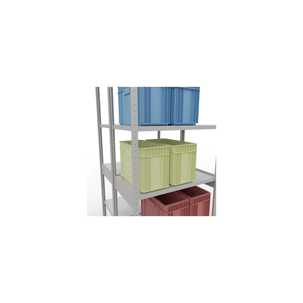 SCHULTE Lagertechnik - Doppel-Grundregal Stecksystem MULTIPlus250 - 3000x1000x(2x600) mm, 14 Böden, verzinkt