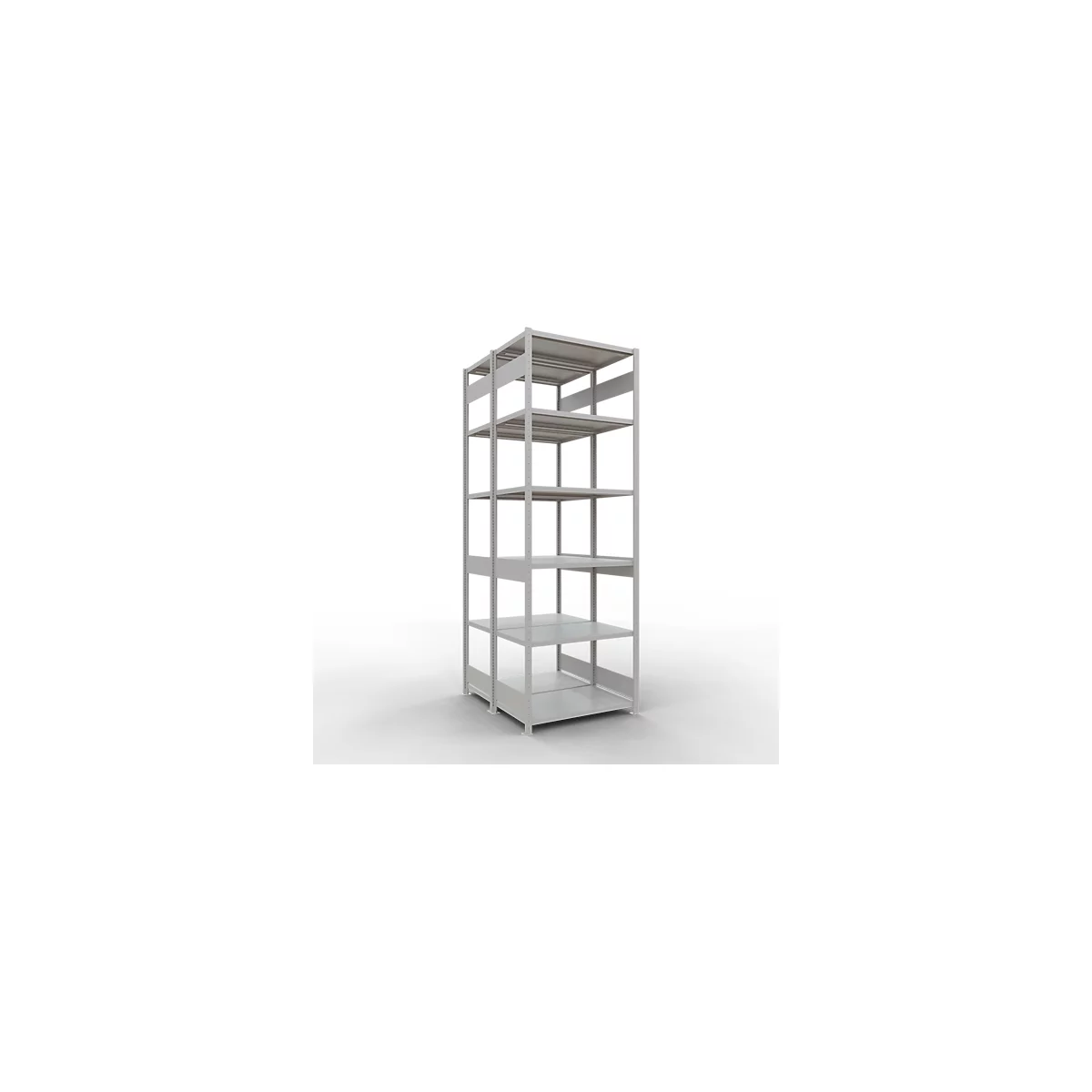 SCHULTE Lagertechnik - Doppel-Grundregal Stecksystem MULTIPlus250 - 3000x1000x(2x600) mm, 14 Böden, verzinkt