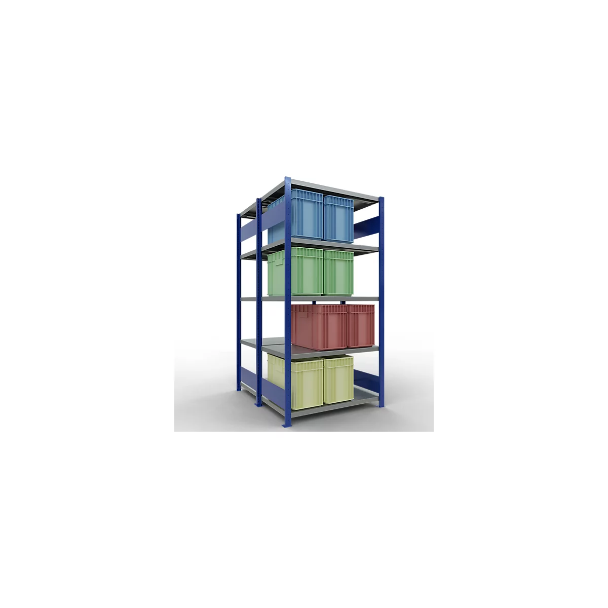 SCHULTE Lagertechnik - Dubbel legbordstelling. Type 250 kg - 2000x1000x2x600 mm, 10 schappen