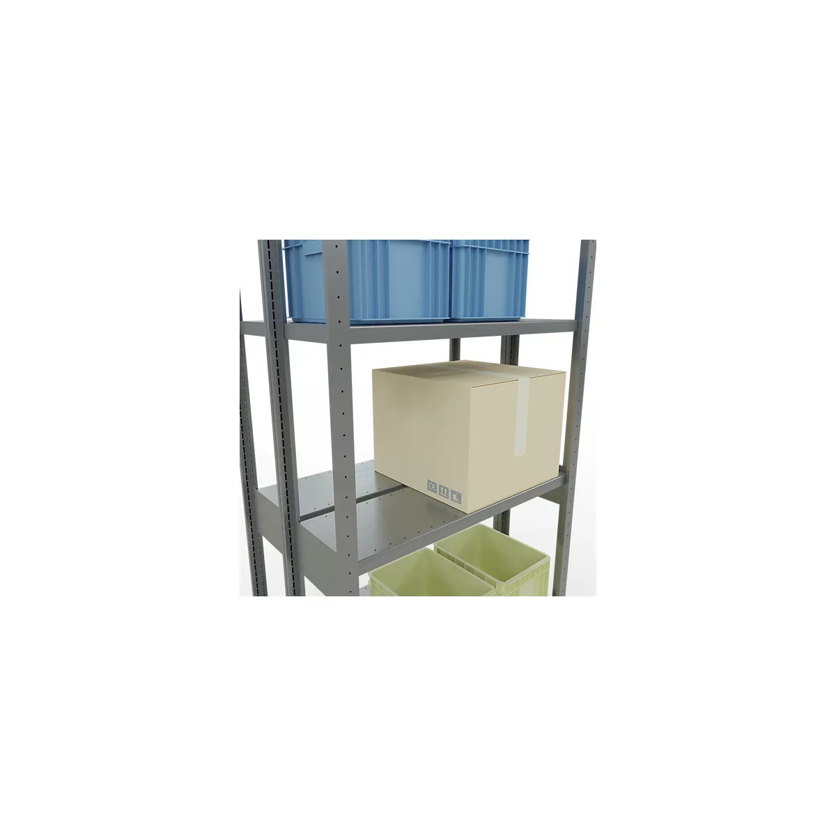 SCHULTE Lagertechnik - Dubbele basisrekken MULTIPlus250 insteeksysteem - 2500x1000x(2x300) mm, 14 legborden, gegalvaniseerd