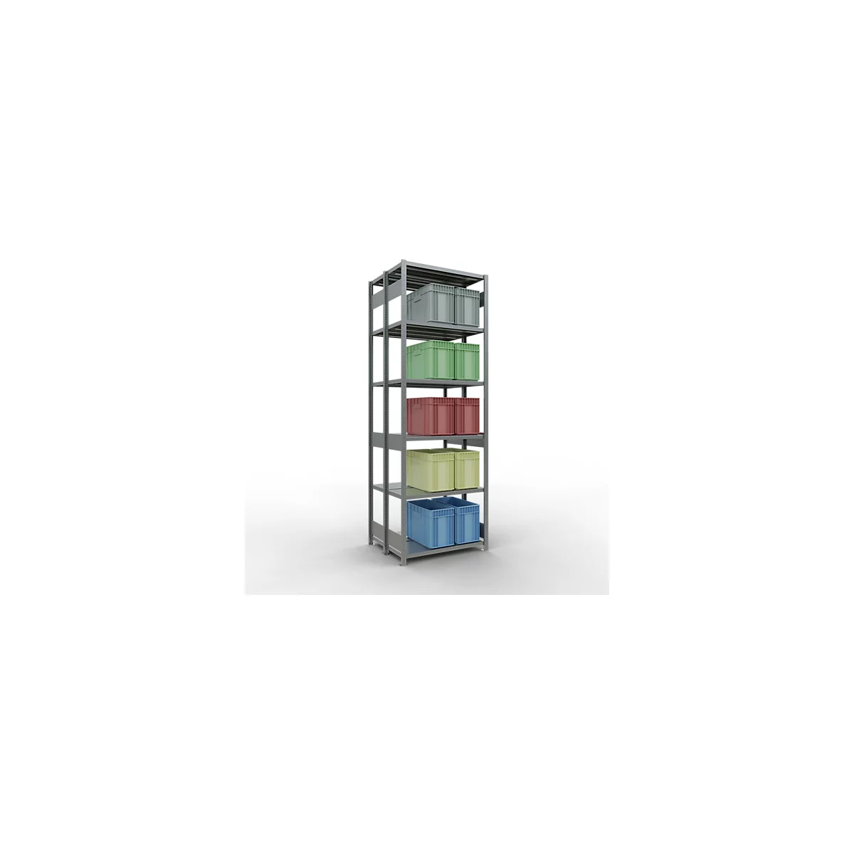 SCHULTE Lagertechnik - Dubbele basisrekken MULTIPlus250 insteeksysteem - 3000x1000x(2x400) mm, 14 legborden, gegalvaniseerd
