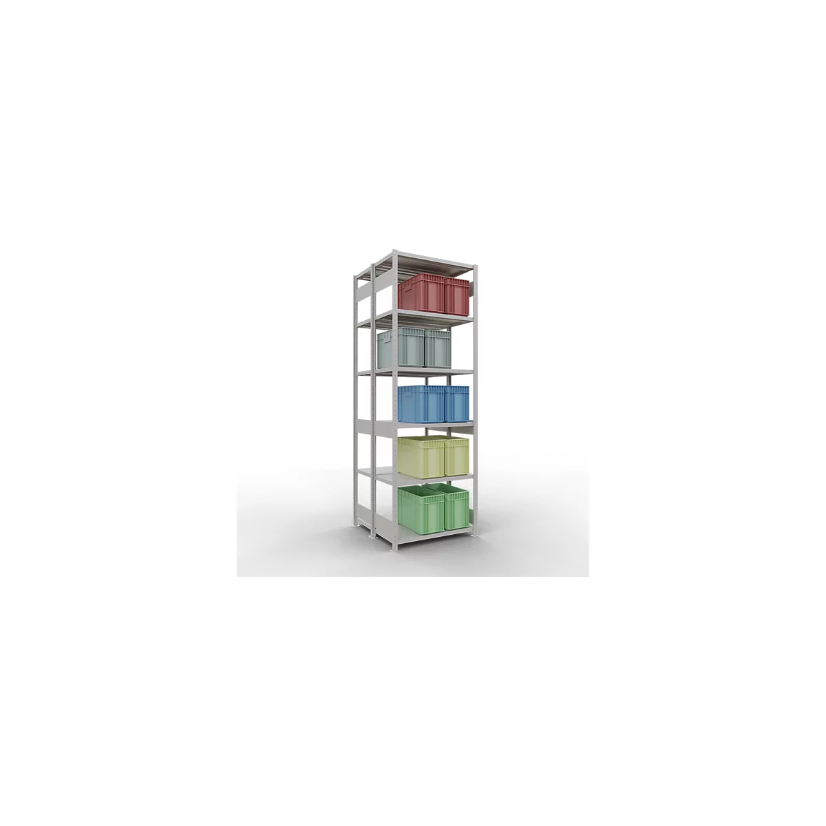SCHULTE Lagertechnik - Dubbele basisrekken MULTIPlus250 insteeksysteem - 3000x1000x(2x500) mm, 14 legborden, gegalvaniseerd