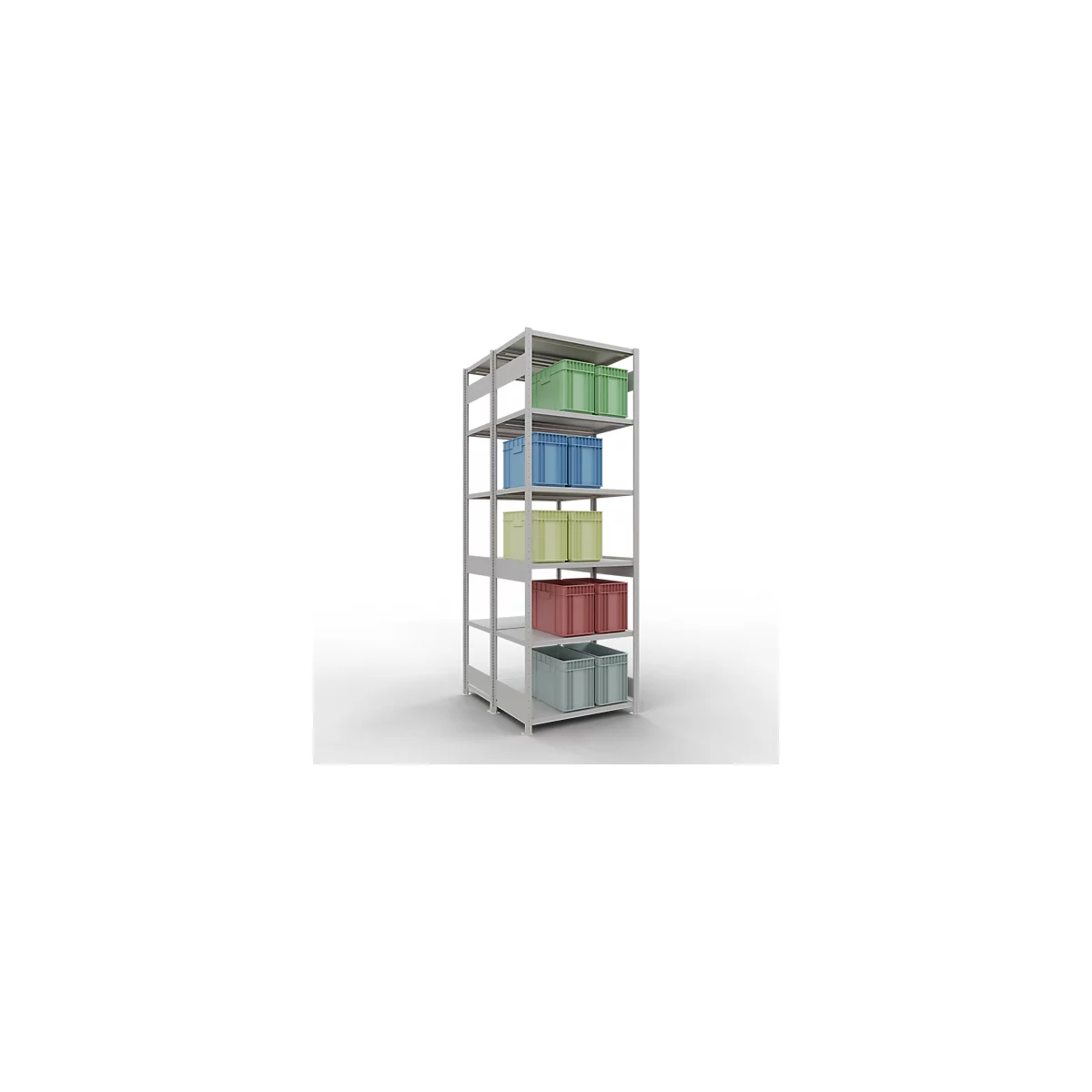 SCHULTE Lagertechnik - Dubbele basisrekken MULTIPlus250 insteeksysteem - 3000x1000x(2x600) mm, 14 legborden, gegalvaniseerd