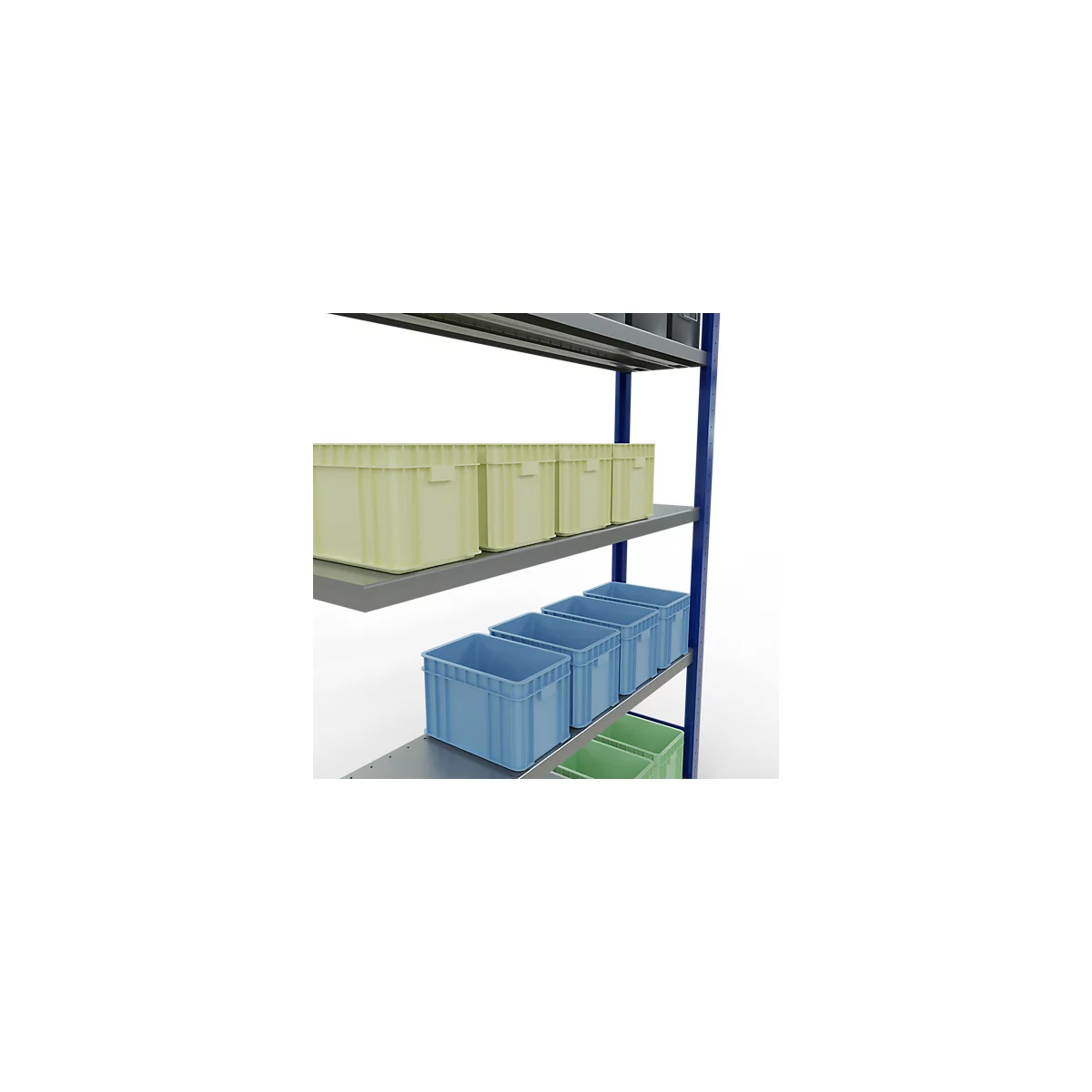 SCHULTE Lagertechnik Fachbodenregal - Stecksystem MULTIplus 250 Anbauregal - 2000x1300x300 mm, Typ 250 kg