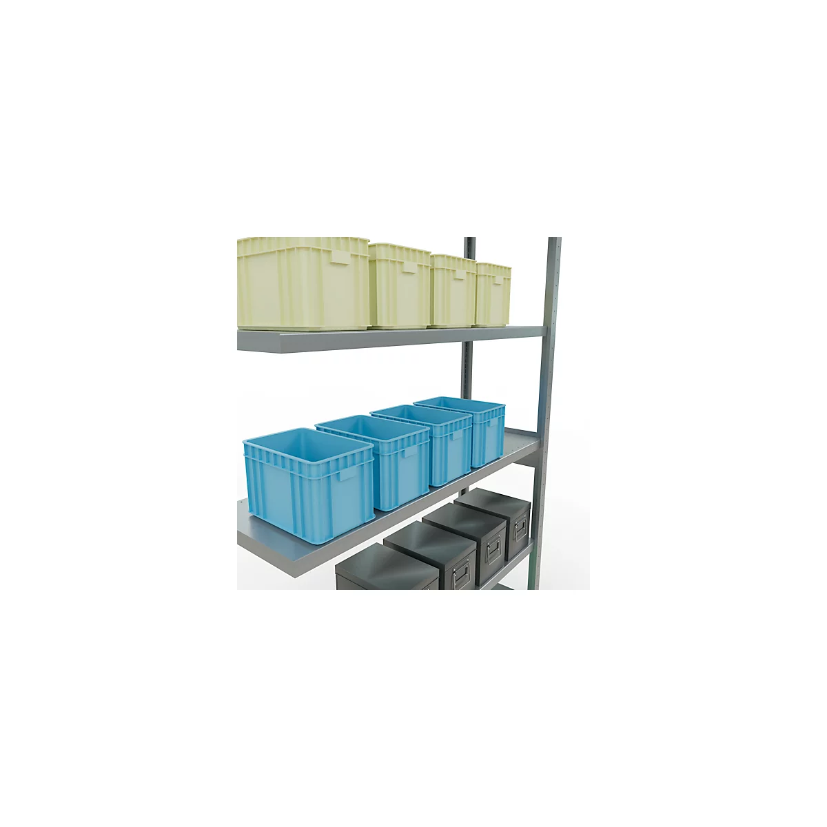 SCHULTE Lagertechnik Fachbodenregal - Stecksystem MULTIplus 250 Anbauregal - 2500x1300x400 mm, Typ 250 kg