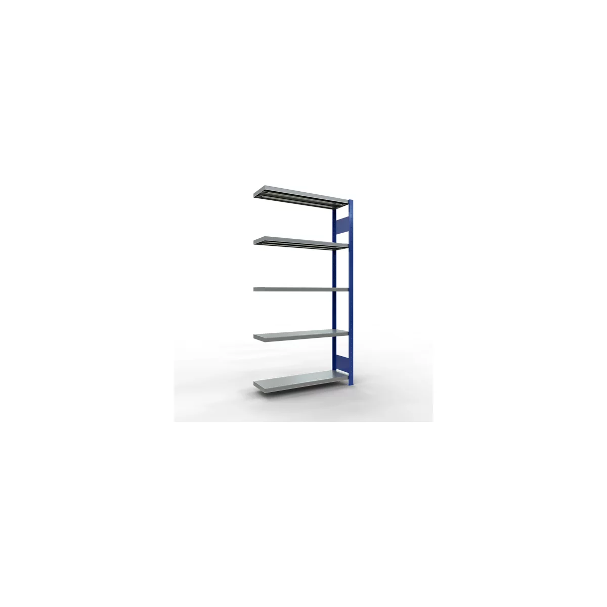 Schulte Lagertechnik Fachbodenregal-Stecksystem MULTIplus 250, Anbauregal, Längenriegel, 2000x1000x300 mm, 5 Böden, enzianblau/verzinkt