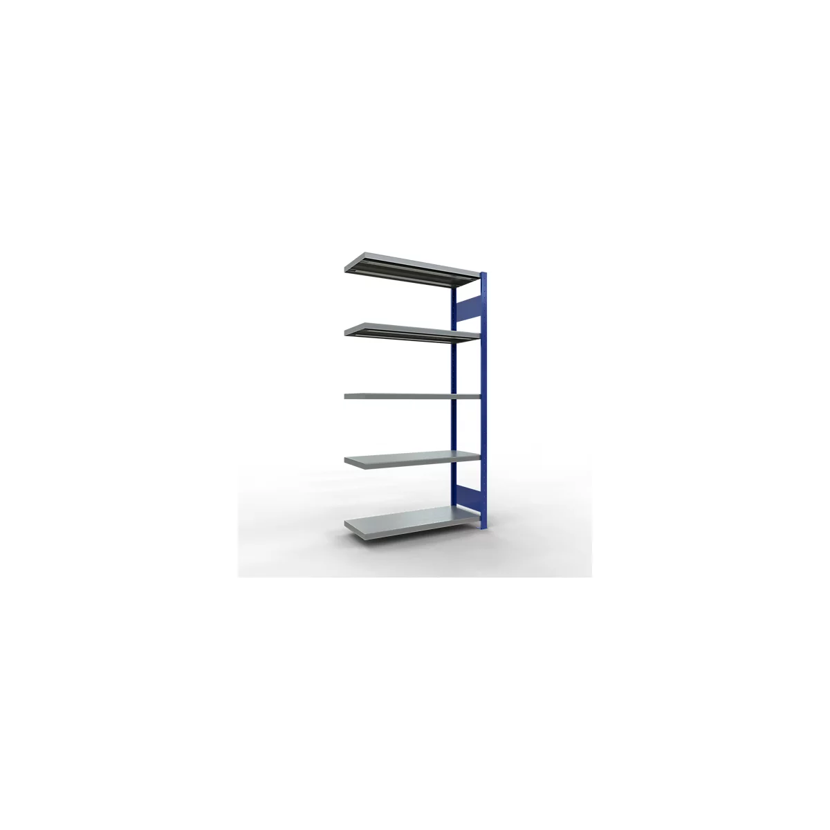 Schulte Lagertechnik Fachbodenregal-Stecksystem MULTIplus 250, Anbauregal, Längenriegel, 2000x1000x400 mm, 5 Böden, enzianblau/verzinkt