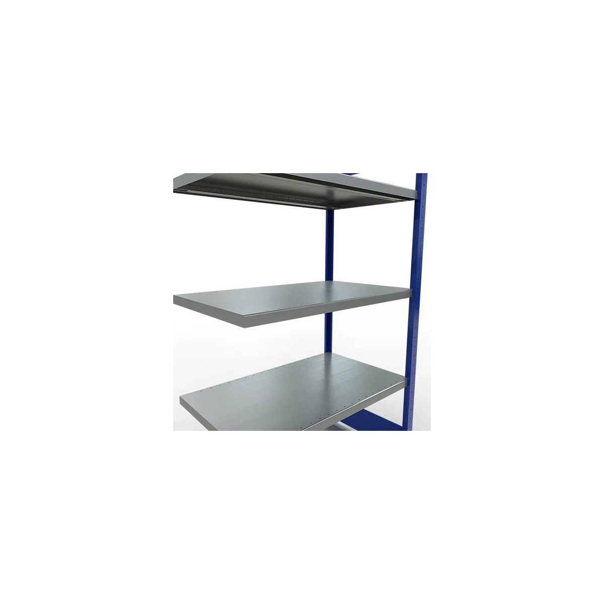 Schulte Lagertechnik Fachbodenregal-Stecksystem MULTIplus 250, Anbauregal, Längenriegel, 2000x1000x600 mm, 5 Böden, enzianblau/verzinkt