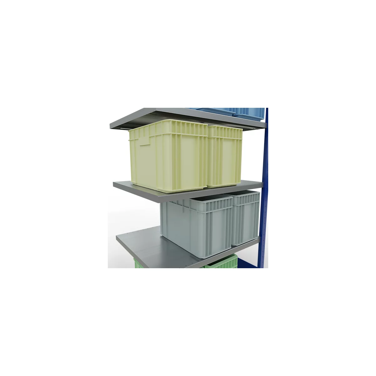 Schulte Lagertechnik Fachbodenregal-Stecksystem MULTIplus 250, Anbauregal, Längenriegel, 2000x1000x800 mm, 5 Böden, enzianblau/verzinkt