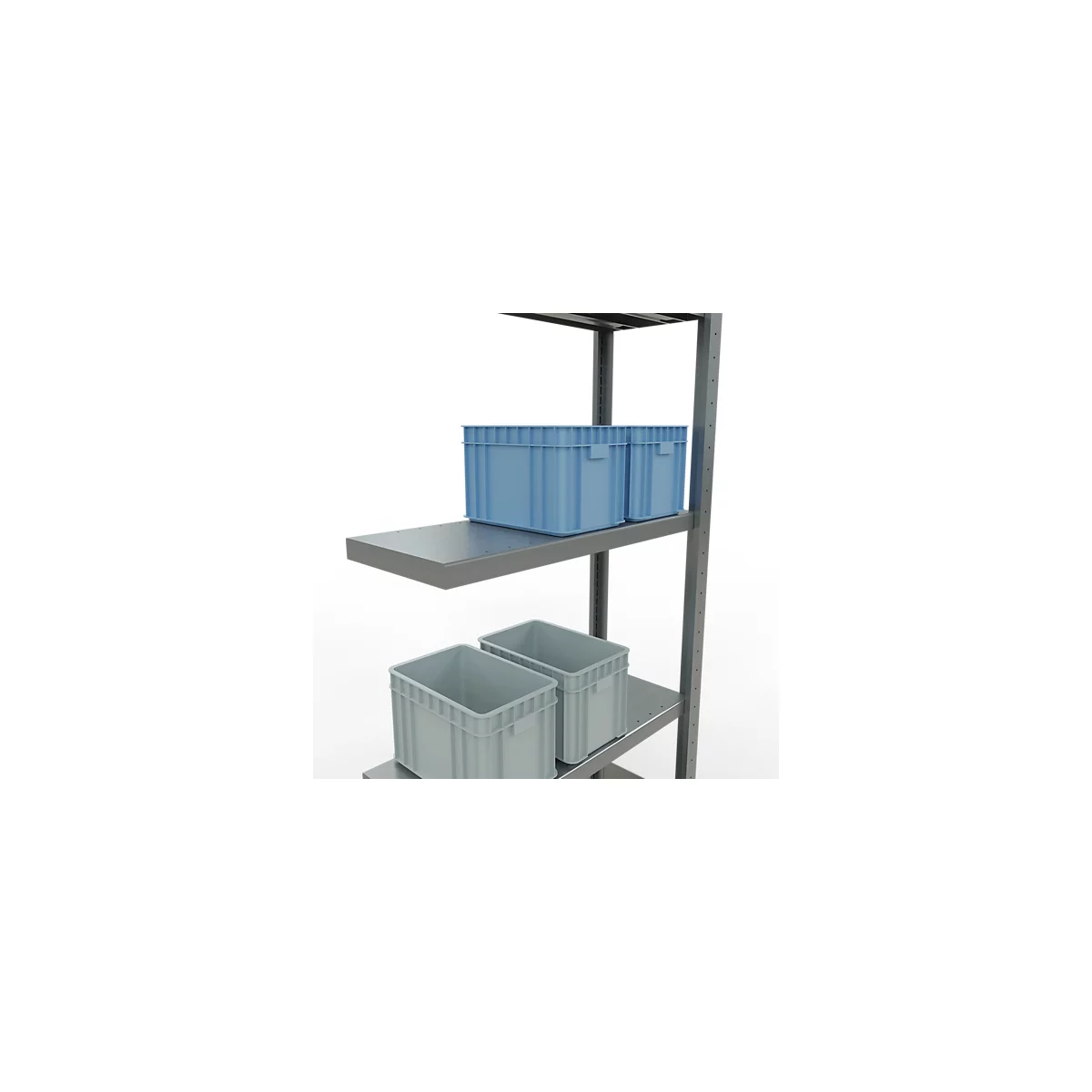 Schulte Lagertechnik Fachbodenregal-Stecksystem MULTIplus 250, Anbauregal, Längenriegel, 2000x750x300 mm, 5 Böden, verzinkt