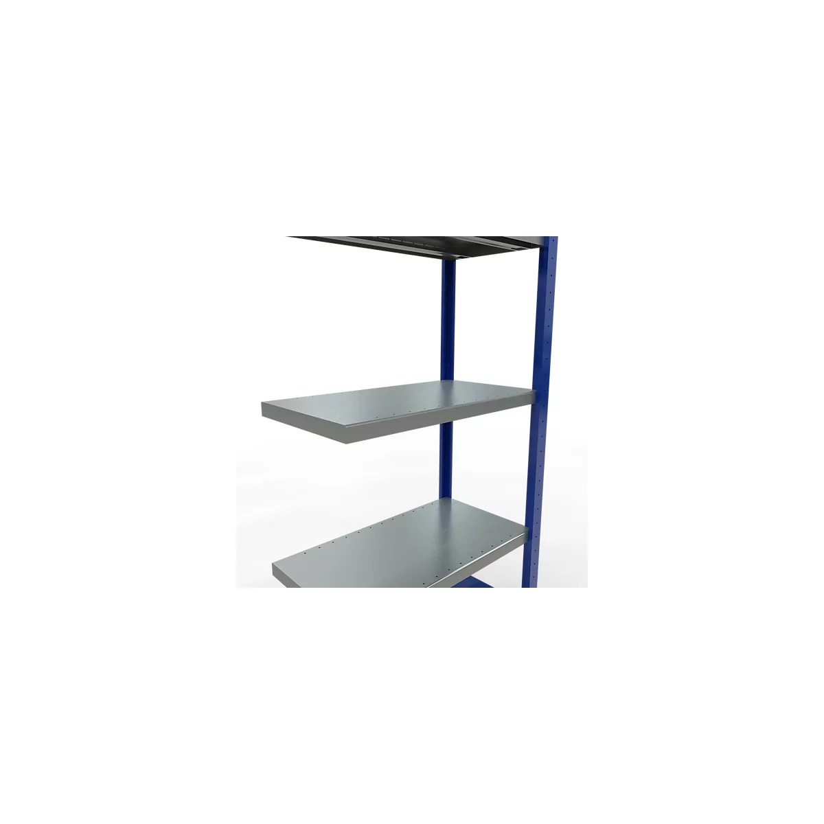 Schulte Lagertechnik Fachbodenregal-Stecksystem MULTIplus 250, Anbauregal, Längenriegel, 2000x750x400 mm, 5 Böden, enzianblau/verzinkt