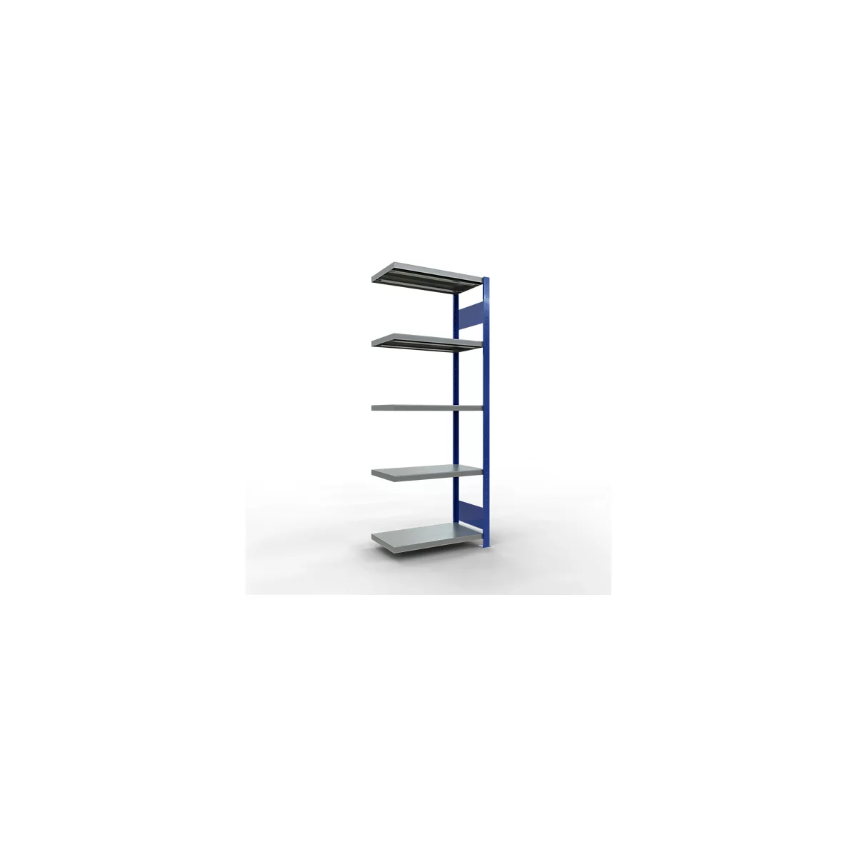 Schulte Lagertechnik Fachbodenregal-Stecksystem MULTIplus 250, Anbauregal, Längenriegel, 2000x750x400 mm, 5 Böden, enzianblau/verzinkt