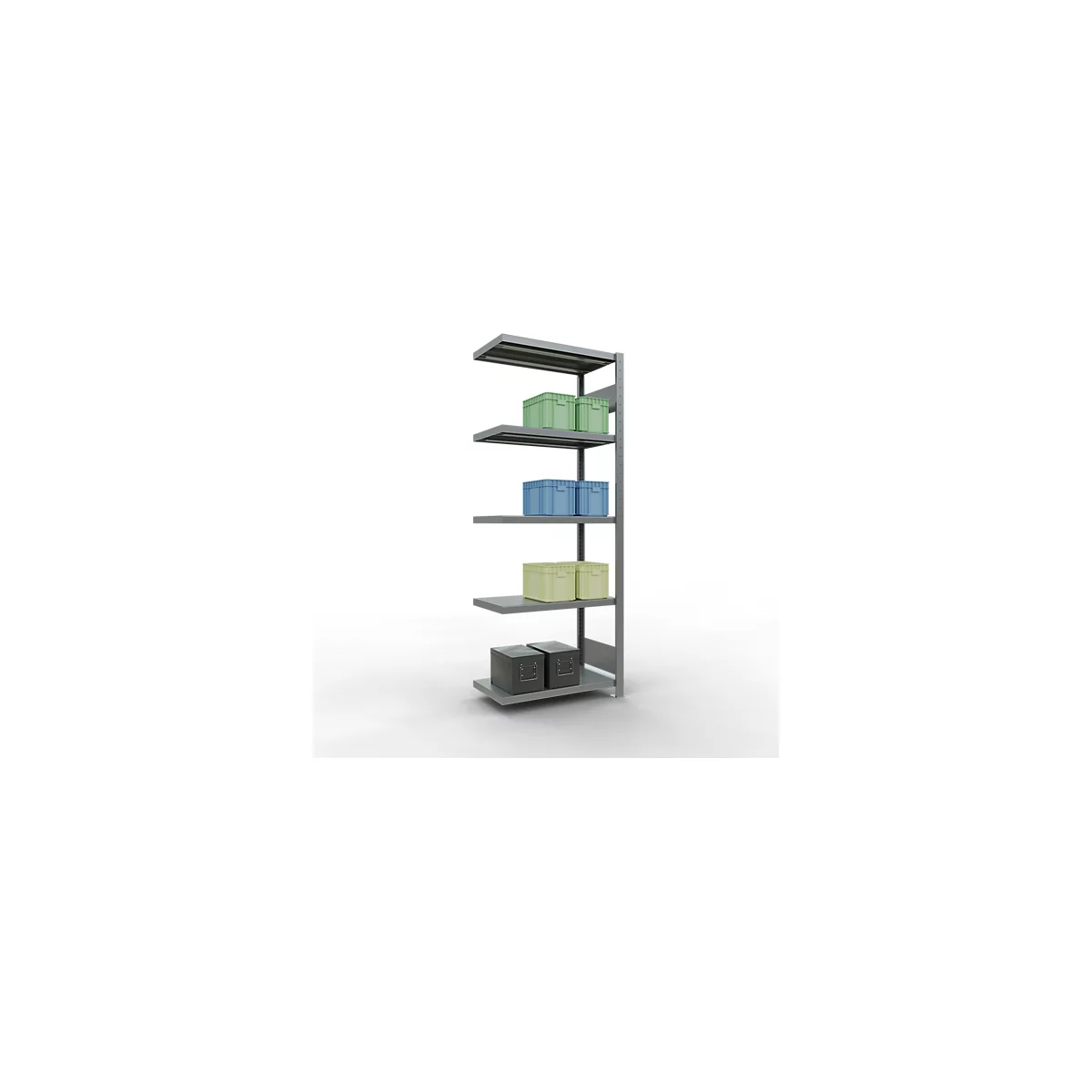 Schulte Lagertechnik Fachbodenregal-Stecksystem MULTIplus 250, Anbauregal, Längenriegel, 2000x750x400 mm, 5 Böden, verzinkt