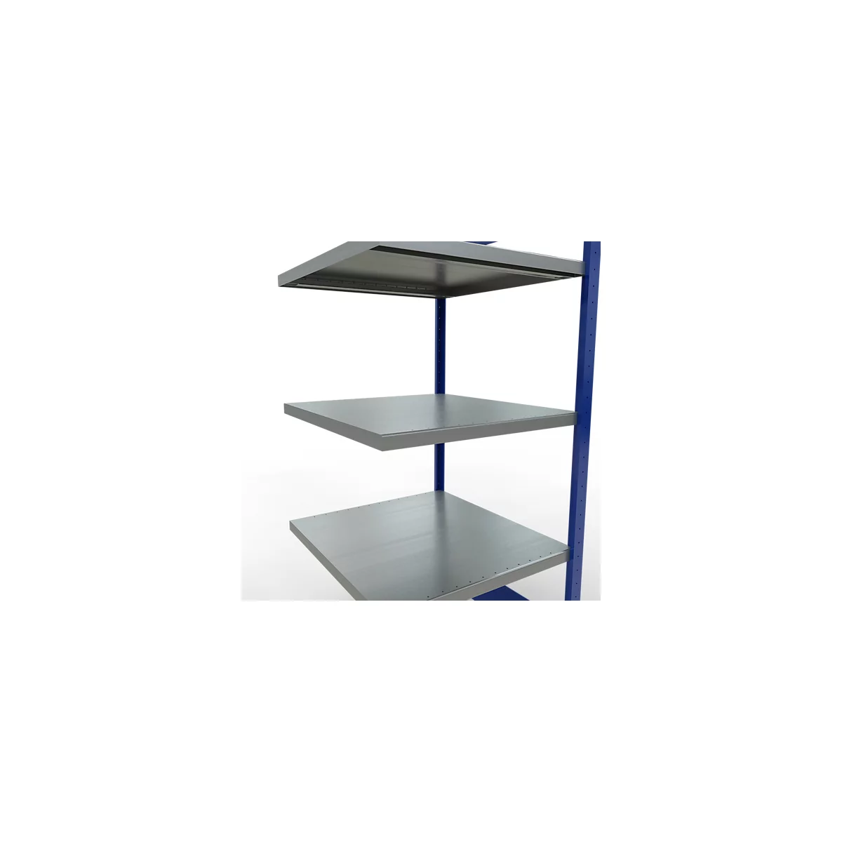 Schulte Lagertechnik Fachbodenregal-Stecksystem MULTIplus 250, Anbauregal, Längenriegel, 2000x750x800 mm, 5 Böden, enzianblau/verzinkt