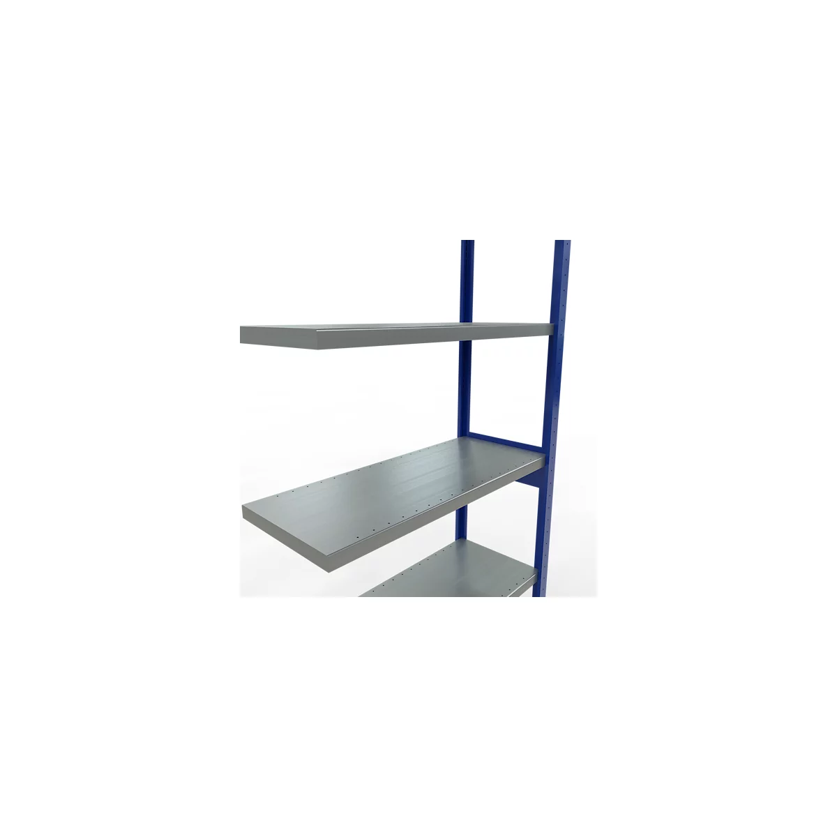 Schulte Lagertechnik Fachbodenregal-Stecksystem MULTIplus 250, Anbauregal, Längenriegel, 2500x1000x400 mm, 6 Böden, enzianblau/verzinkt