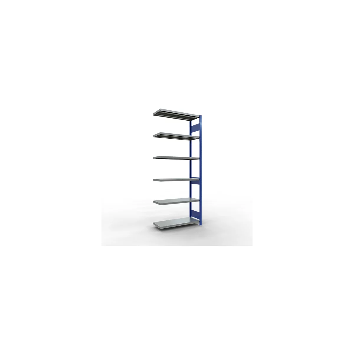 Schulte Lagertechnik Fachbodenregal-Stecksystem MULTIplus 250, Anbauregal, Längenriegel, 2500x1000x400 mm, 6 Böden, enzianblau/verzinkt