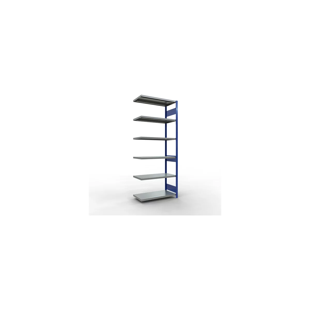 Schulte Lagertechnik Fachbodenregal-Stecksystem MULTIplus 250, Anbauregal, Längenriegel, 2500x1000x500 mm, 6 Böden, enzianblau/verzinkt