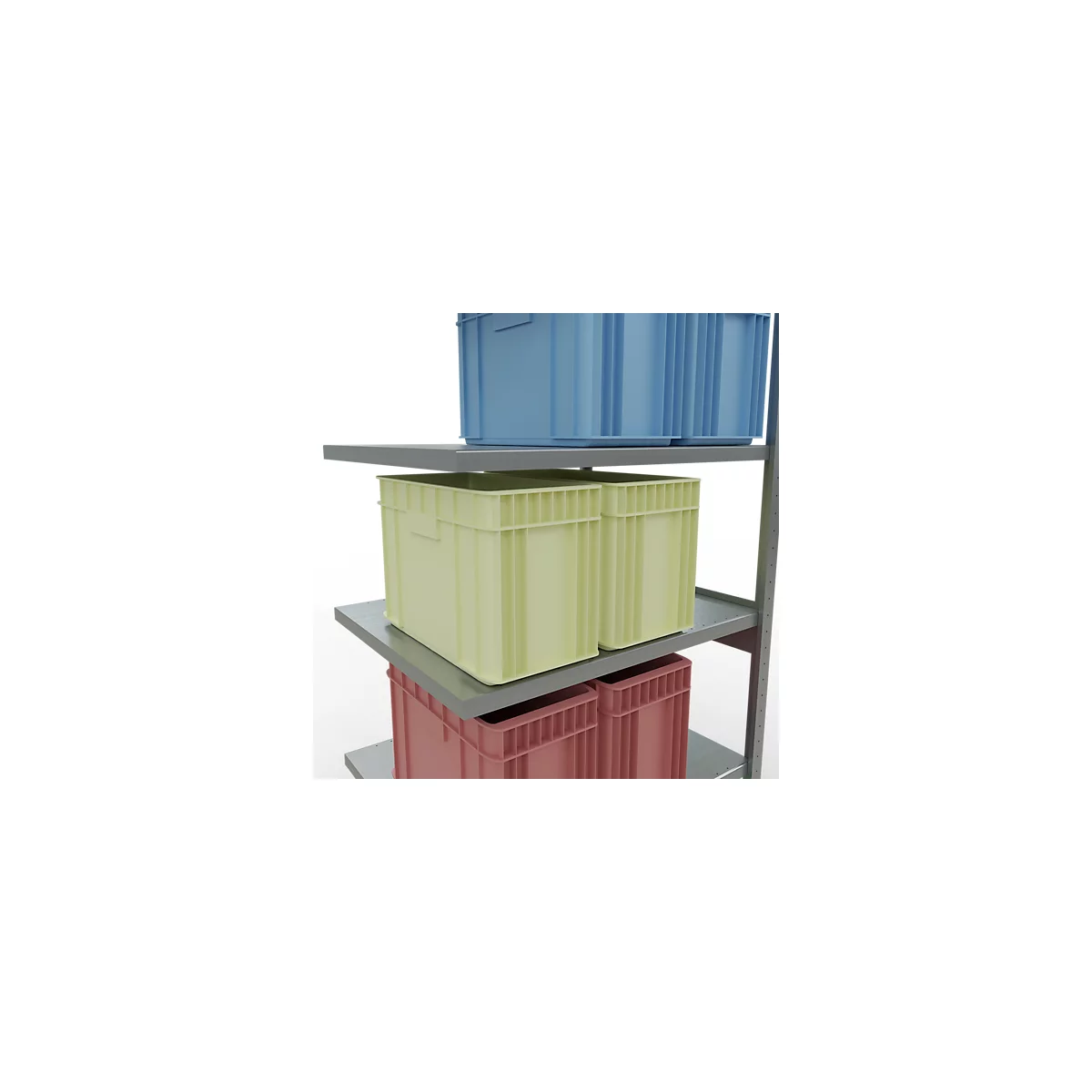 Schulte Lagertechnik Fachbodenregal-Stecksystem MULTIplus 250, Anbauregal, Längenriegel, 2500x1000x800 mm, 6 Böden, verzinkt