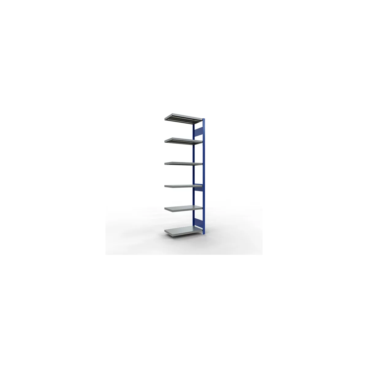 Schulte Lagertechnik Fachbodenregal-Stecksystem MULTIplus 250, Anbauregal, Längenriegel, 2500x750x400 mm, 6 Böden, enzianblau/verzinkt