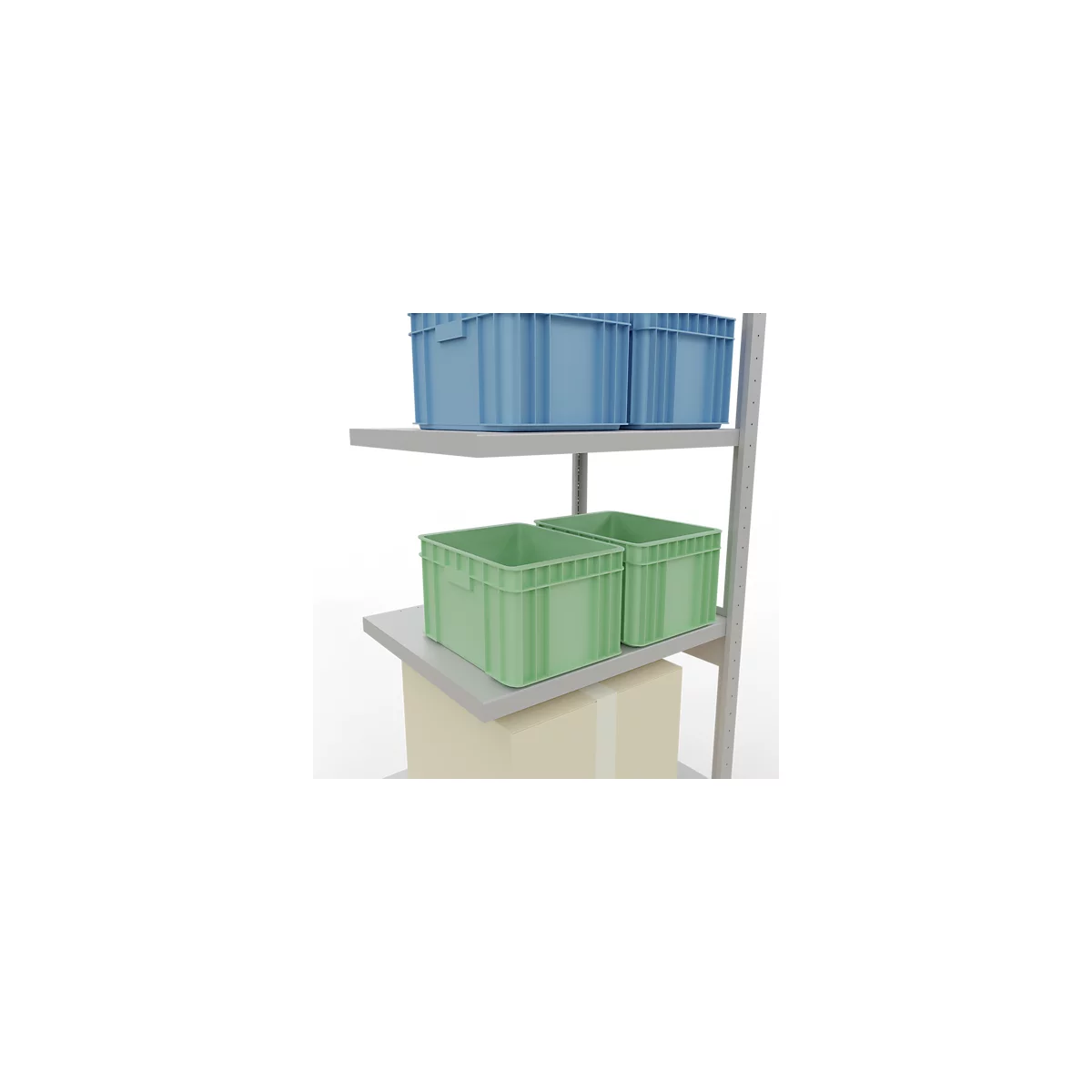 Schulte Lagertechnik Fachbodenregal-Stecksystem MULTIplus 250, Anbauregal, Längenriegel, 2500x750x600 mm, 6 Böden, lichtgrau