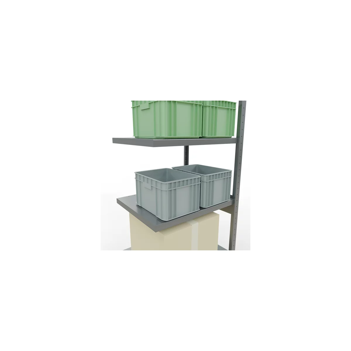 Schulte Lagertechnik Fachbodenregal-Stecksystem MULTIplus 250, Anbauregal, Längenriegel, 2500x750x600 mm, 6 Böden, verzinkt