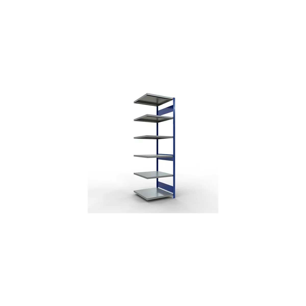 Schulte Lagertechnik Fachbodenregal-Stecksystem MULTIplus 250, Anbauregal, Längenriegel, 2500x750x800 mm, 6 Böden, enzianblau/verzinkt