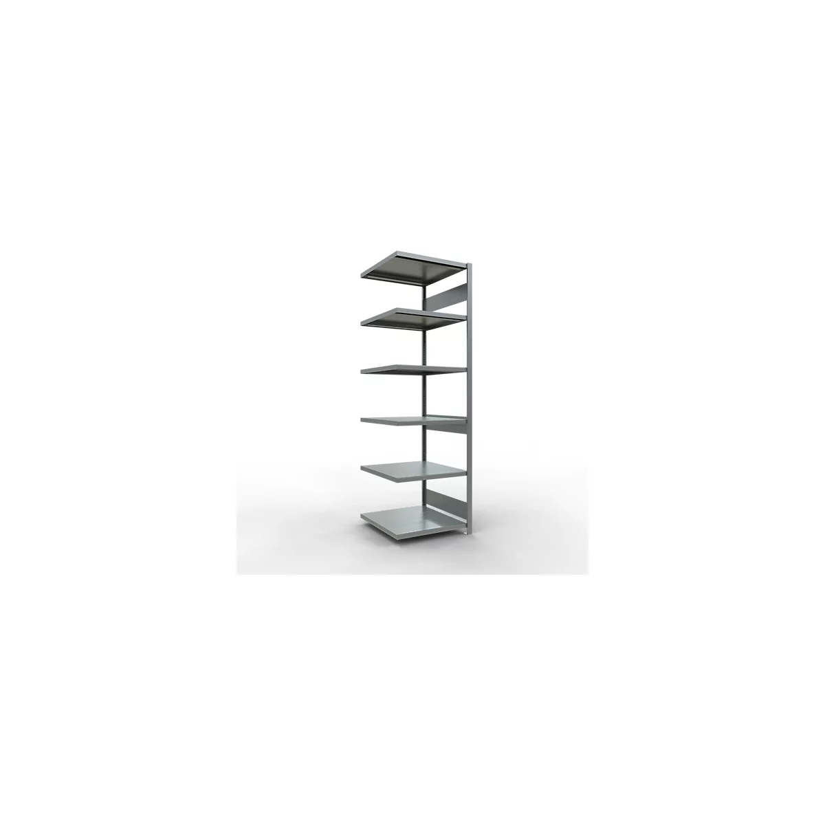 Schulte Lagertechnik Fachbodenregal-Stecksystem MULTIplus 250, Anbauregal, Längenriegel, 2500x750x800 mm, 6 Böden, verzinkt