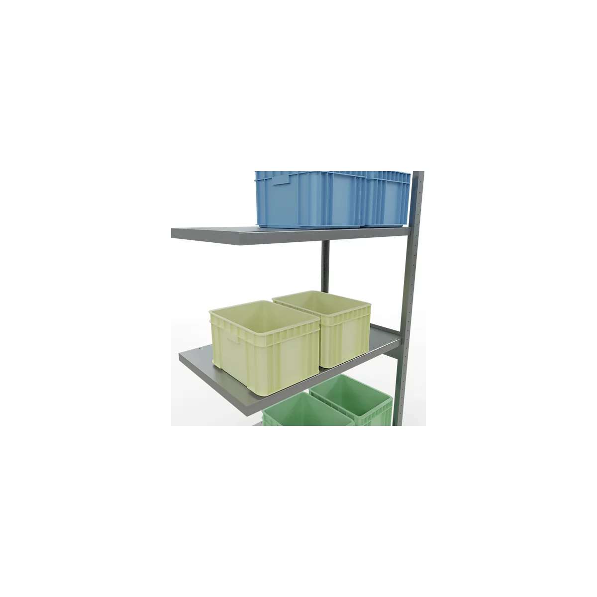 Schulte Lagertechnik Fachbodenregal-Stecksystem MULTIplus 250, Anbauregal, Längenriegel, 3000x1000x600 mm, 7 Böden, verzinkt