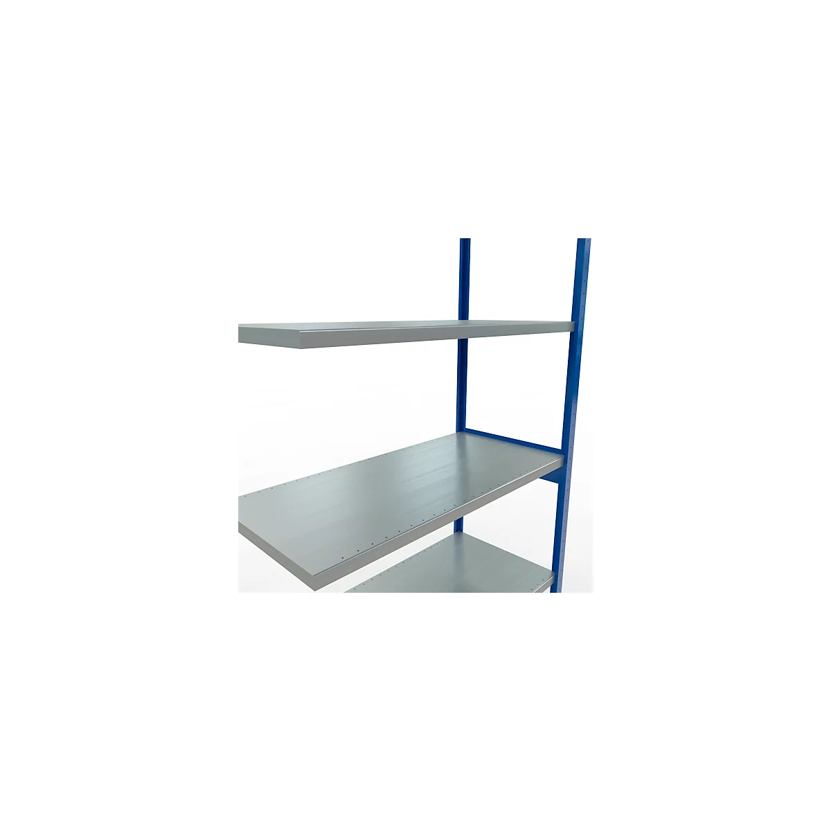 SCHULTE Lagertechnik Fachbodenregal - Stecksystem MULTIplus 250, Anbauregal, Längenriegel, 3000x1300x600 mm, 7 Böden, enzianblau/verzinkt