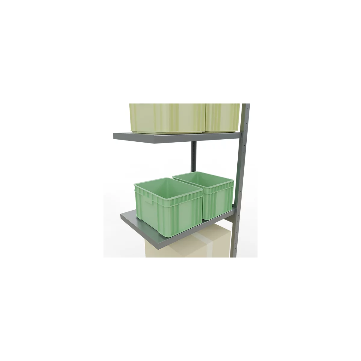 Schulte Lagertechnik Fachbodenregal-Stecksystem MULTIplus 250, Anbauregal, Längenriegel, 3000x750x500 mm, 7 Böden, verzinkt