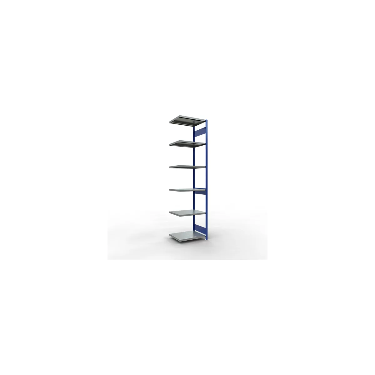 Schulte Lagertechnik Fachbodenregal-Stecksystem MULTIplus 250, Anbauregal, Längenriegel, 3000x750x600 mm, 7 Böden, enzianblau/verzinkt