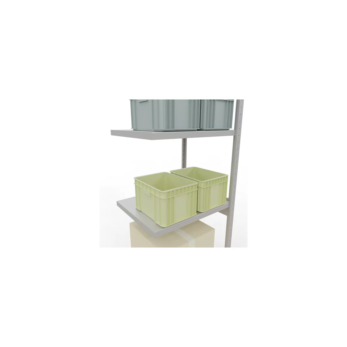 Schulte Lagertechnik Fachbodenregal-Stecksystem MULTIplus 250, Anbauregal, Längenriegel, 3000x750x600 mm, 7 Böden, lichtgrau