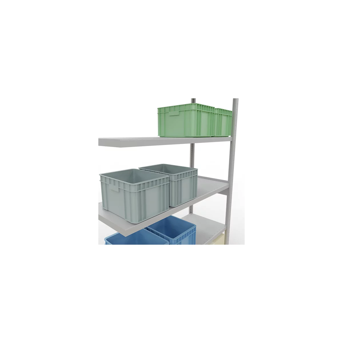 SCHULTE Lagertechnik Fachbodenregal - Stecksystem MULTIplus 250 Anbauregal mit Längenriegel - 2500x1300x500 mm, Typ 250 kg