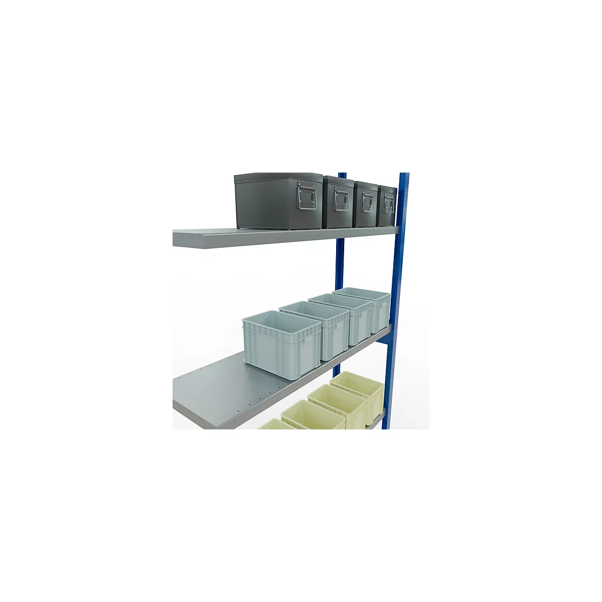 SCHULTE Lagertechnik Fachbodenregal - Stecksystem MULTIplus 250 Anbauregal mit Längenriegel - 3000x1300x400 mm, Typ 250 kg