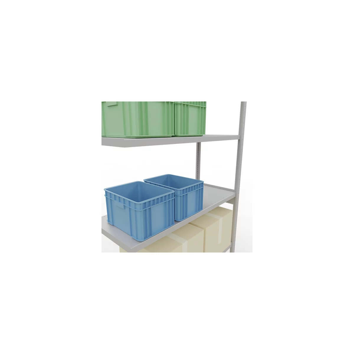 SCHULTE Lagertechnik Fachbodenregal - Stecksystem MULTIplus 250 Anbauregal mit Längenriegel - 3000x1300x500 mm, Typ 250 kg