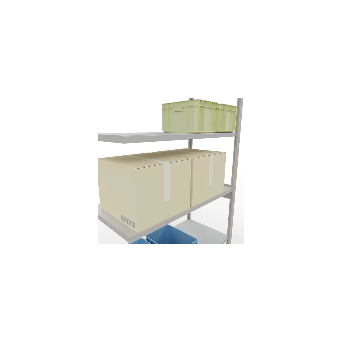 SCHULTE Lagertechnik Fachbodenregal - Stecksystem MULTIplus 250 Anbauregal mit Längenriegel - 3000x1300x600 mm, Typ 250 kg