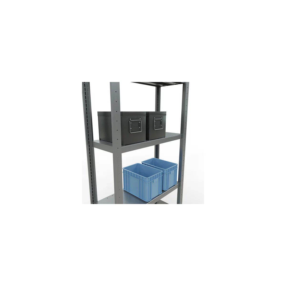 Schulte Lagertechnik Fachbodenregal-Stecksystem MULTIplus 250, Grundregal, Längenriegel, 2000x750x300 mm, 5 Böden, verzinkt