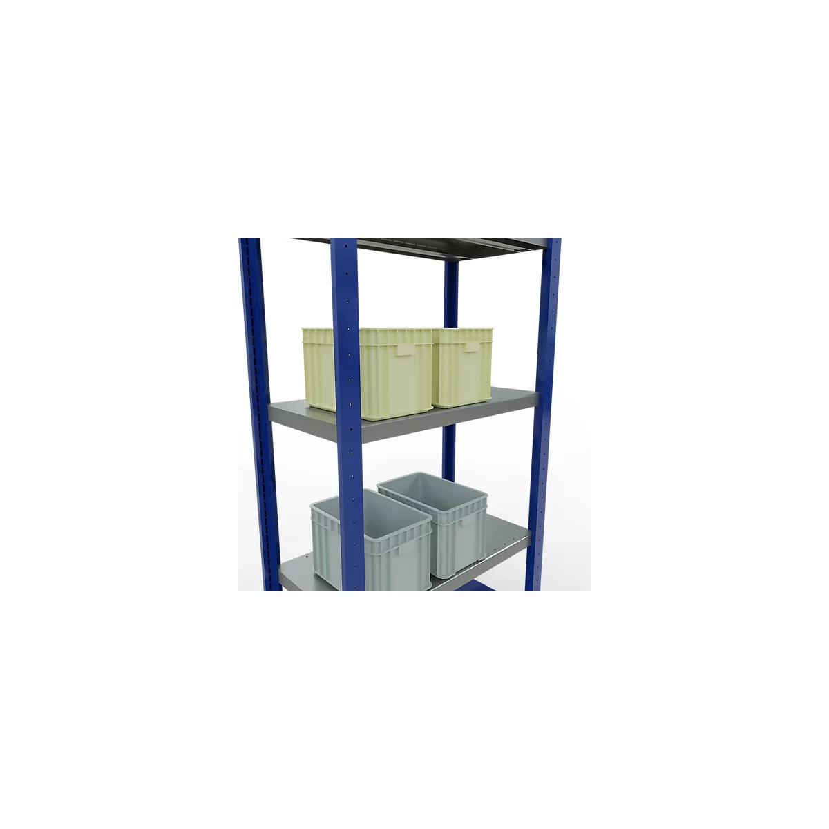 Schulte Lagertechnik Fachbodenregal-Stecksystem MULTIplus 250, Grundregal, Längenriegel, 2000x750x400 mm, 5 Böden, enzianblau/verzinkt