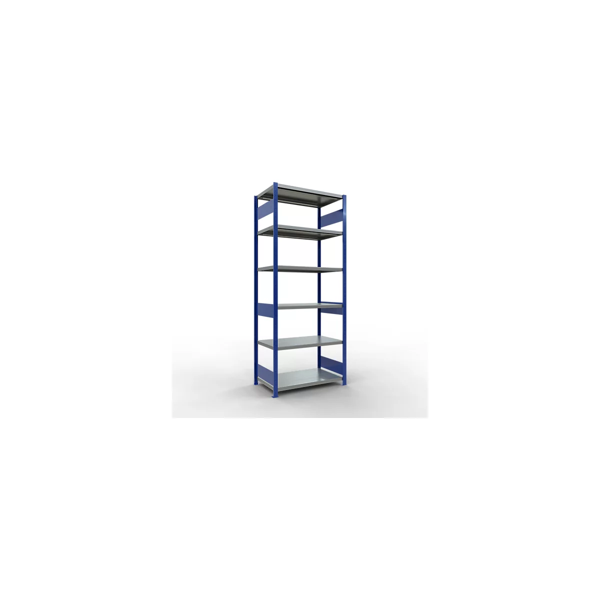Schulte Lagertechnik Fachbodenregal-Stecksystem MULTIplus 250, Grundregal, Längenriegel, 2500x1000x600 mm, 6 Böden, enzianblau/verzinkt