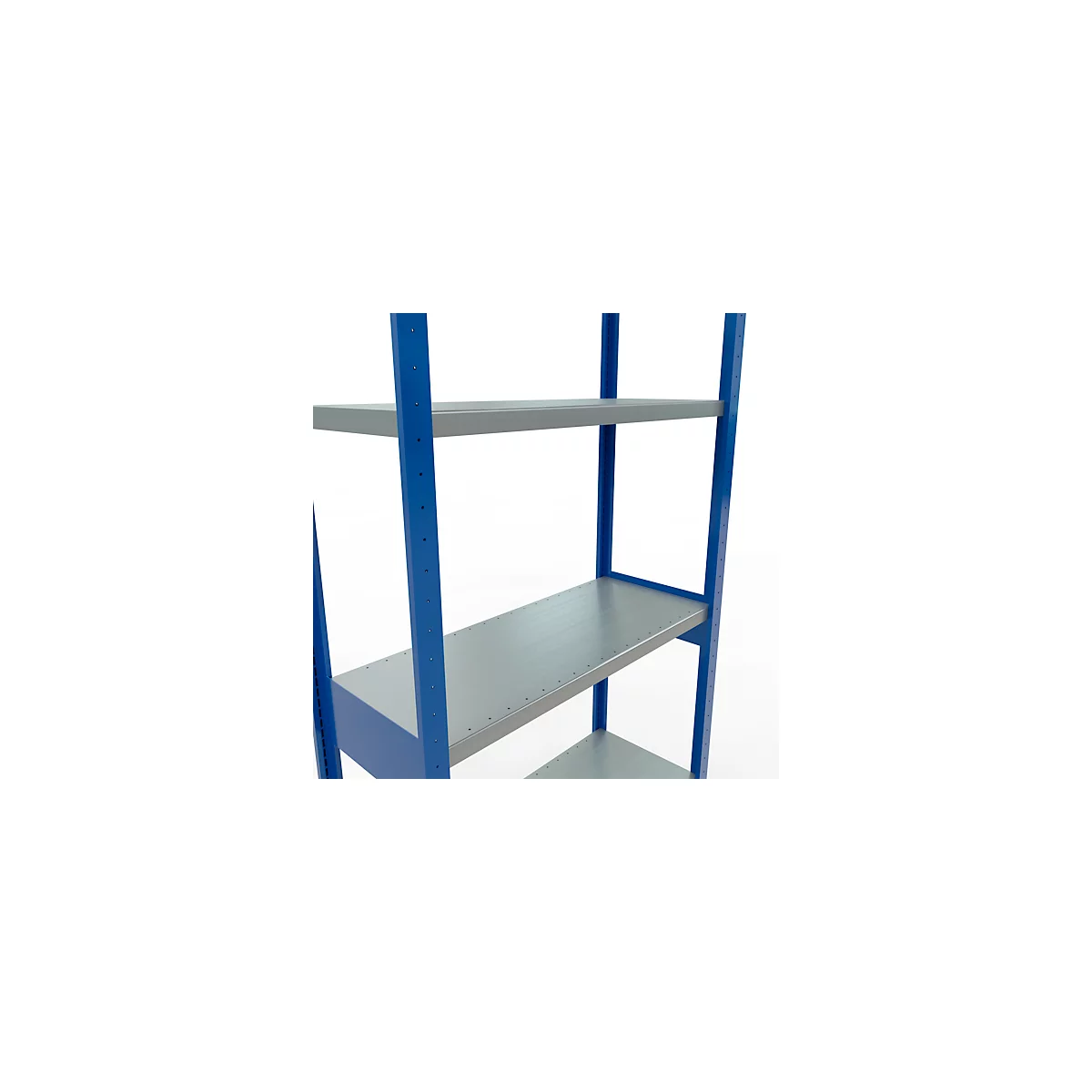Schulte Lagertechnik Fachbodenregal-Stecksystem MULTIplus 250, Grundregal, Längenriegel, 3000x1000x400 mm, 7 Böden, enzianblau/verzinkt