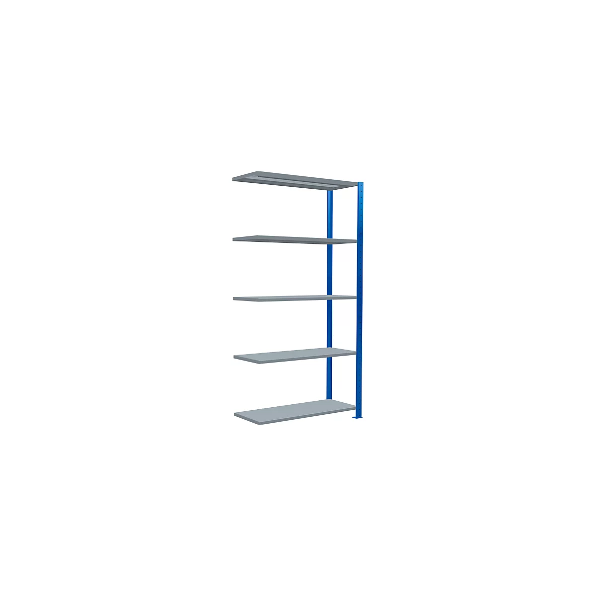 Schulte Lagertechnik Fachbodenregal Stecksystem MultiPlus250, Anbauregal, 5 Fachböden, Kreuzstrebe, B 1000 x T 400 x H 2000 mm, Enzianblau RAL 5010