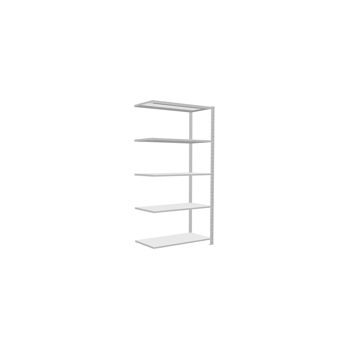 Schulte Lagertechnik Fachbodenregal Stecksystem MultiPlus250, Anbauregal, 5 Fachböden, Kreuzstrebe, B 1000 x T 500 x H 2000 mm, Lichtgrau RAL 7035