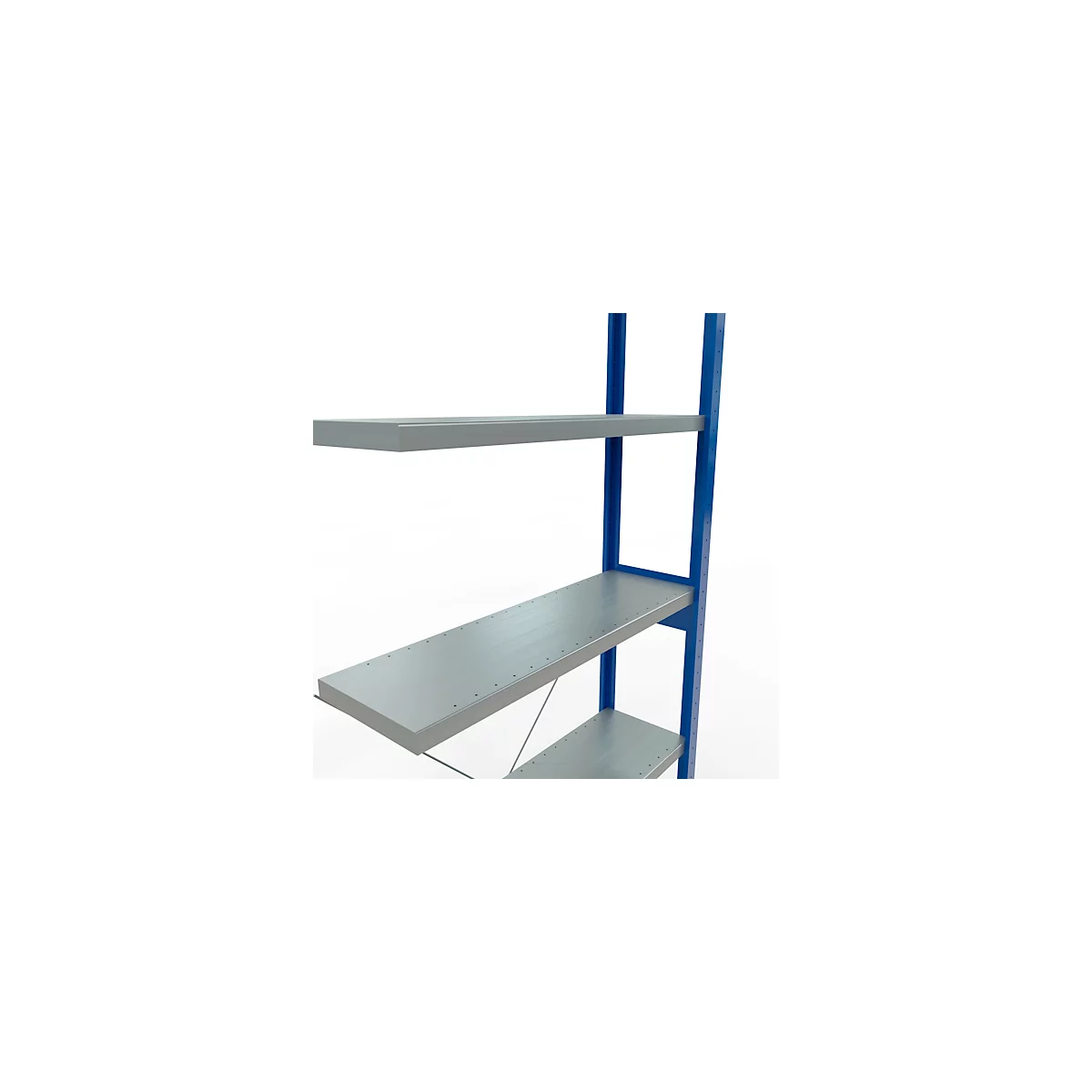 Schulte Lagertechnik Fachbodenregal Stecksystem MultiPlus250, Anbauregal, 6 Fachböden, Kreuzstrebe, B 1000 x T 300 x H 2500 mm, Enzianblau RAL 5010