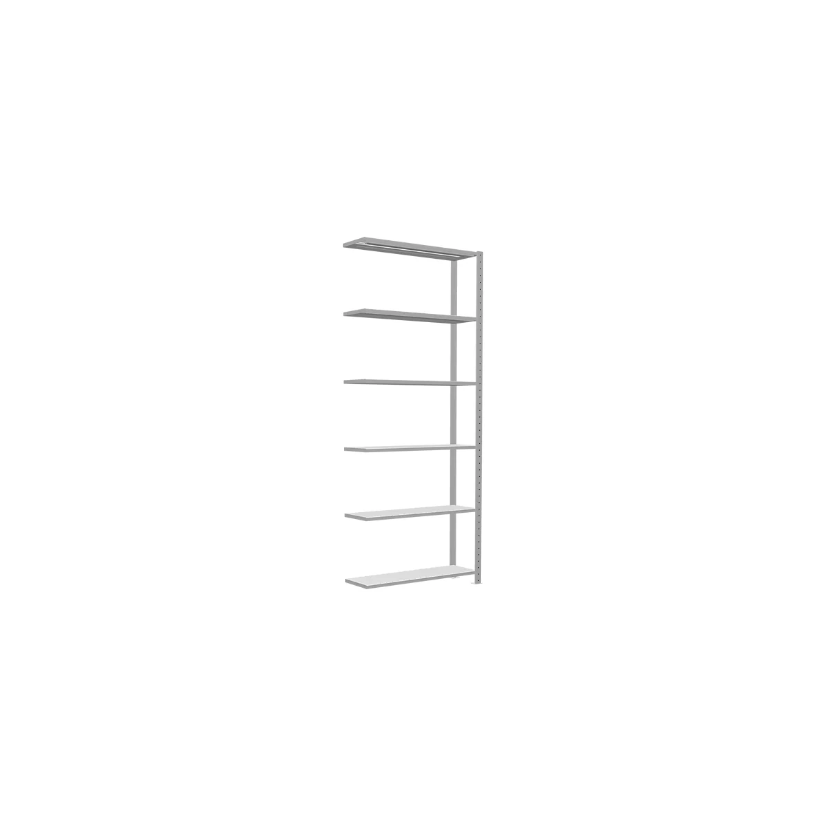 Schulte Lagertechnik Fachbodenregal Stecksystem MultiPlus250, Anbauregal, 6 Fachböden, Kreuzstrebe, B 1000 x T 300 x H 2500 mm, Lichtgrau RAL 7035
