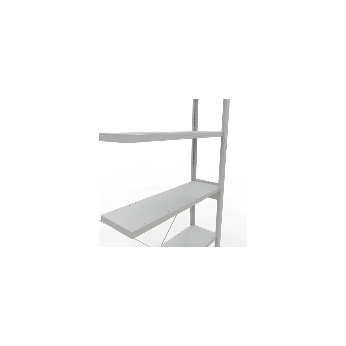 Schulte Lagertechnik Fachbodenregal Stecksystem MultiPlus250, Anbauregal, 6 Fachböden, Kreuzstrebe, B 1000 x T 300 x H 2500 mm, Lichtgrau RAL 7035