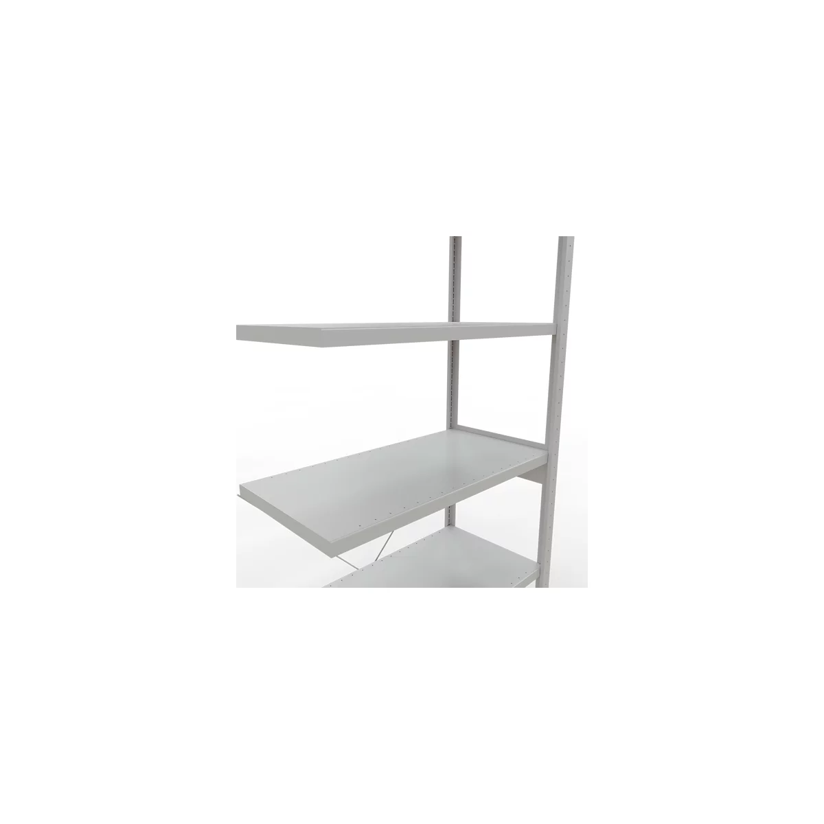 Schulte Lagertechnik Fachbodenregal Stecksystem MultiPlus250, Anbauregal, 6 Fachböden, Kreuzstrebe, B 1000 x T 500 x H 2500 mm, Lichtgrau RAL 7035